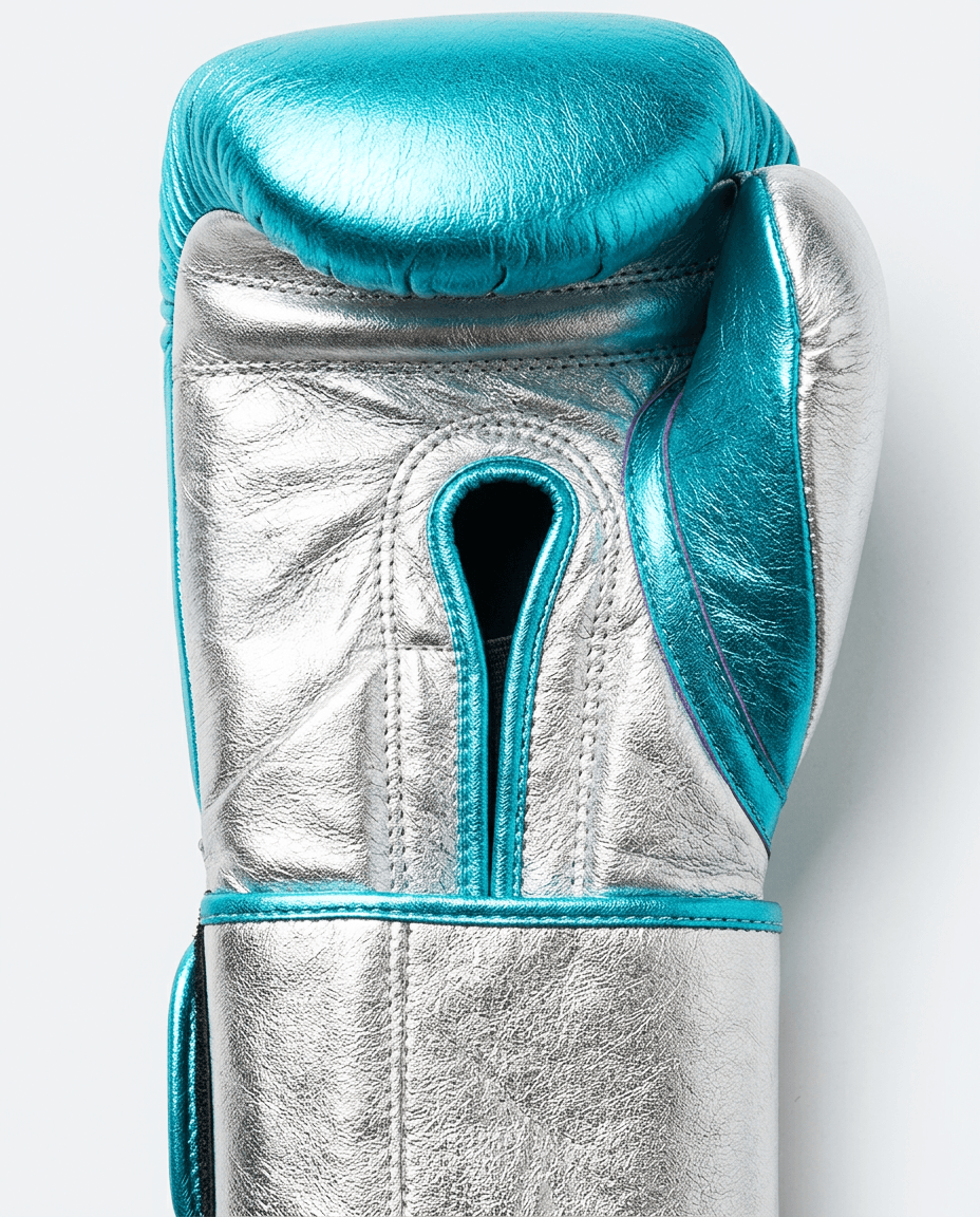 Aqua & Silver 14oz Velcro Training Gloves