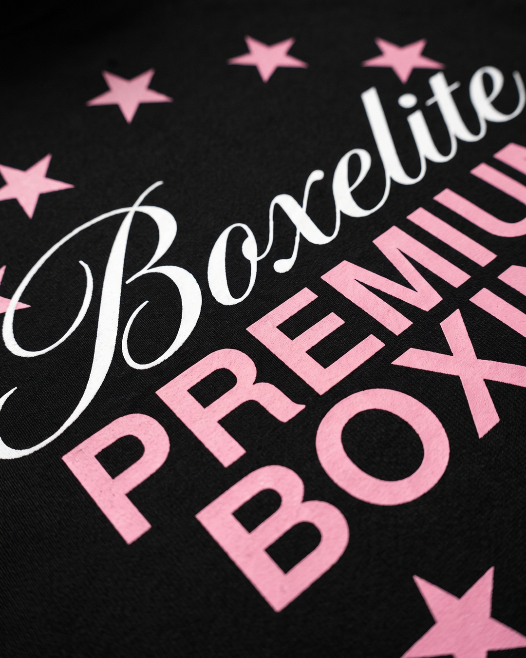 Stars Premium Boxing Black Hoodie - print close-up