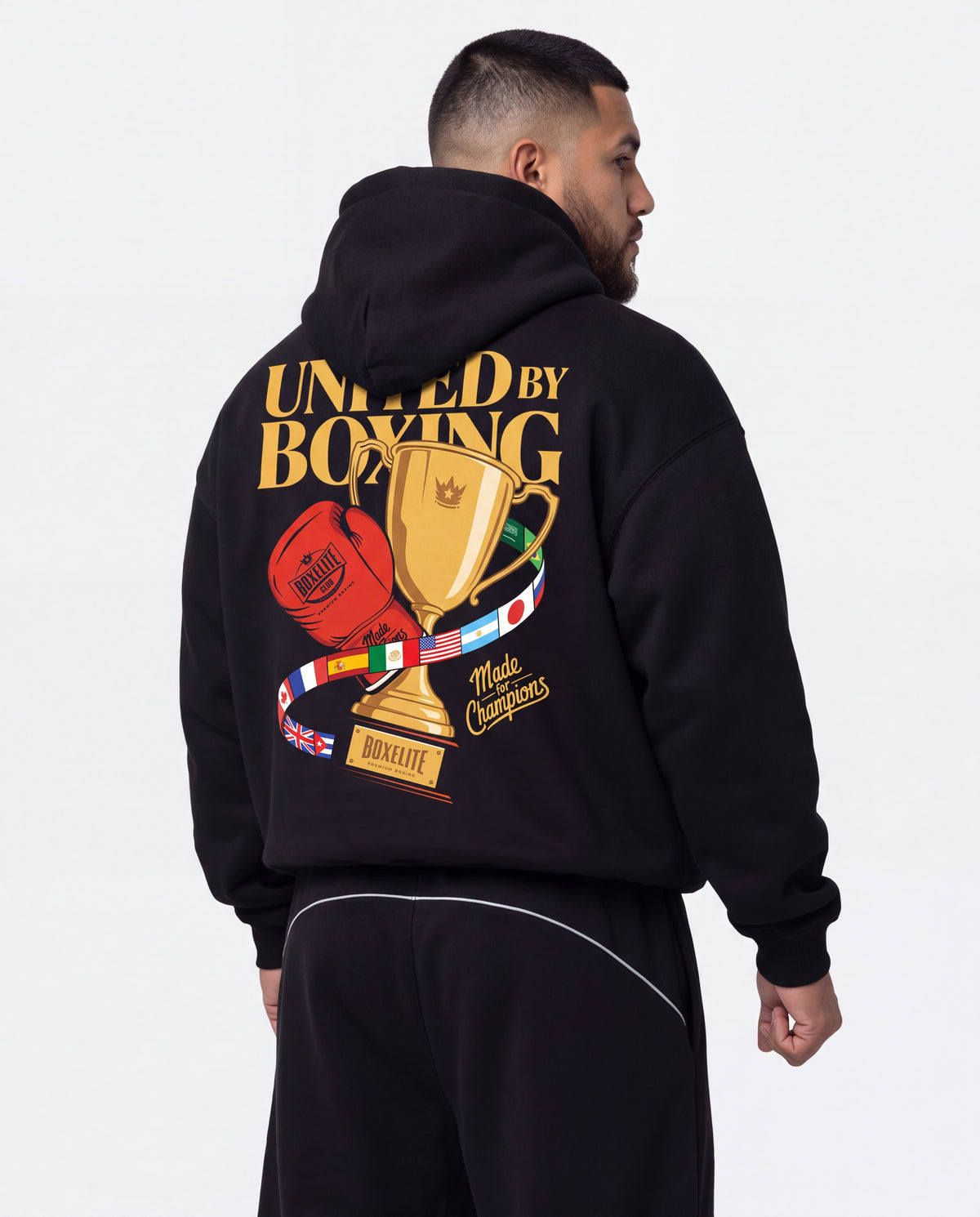 The Trophy Black Hoodie - on model