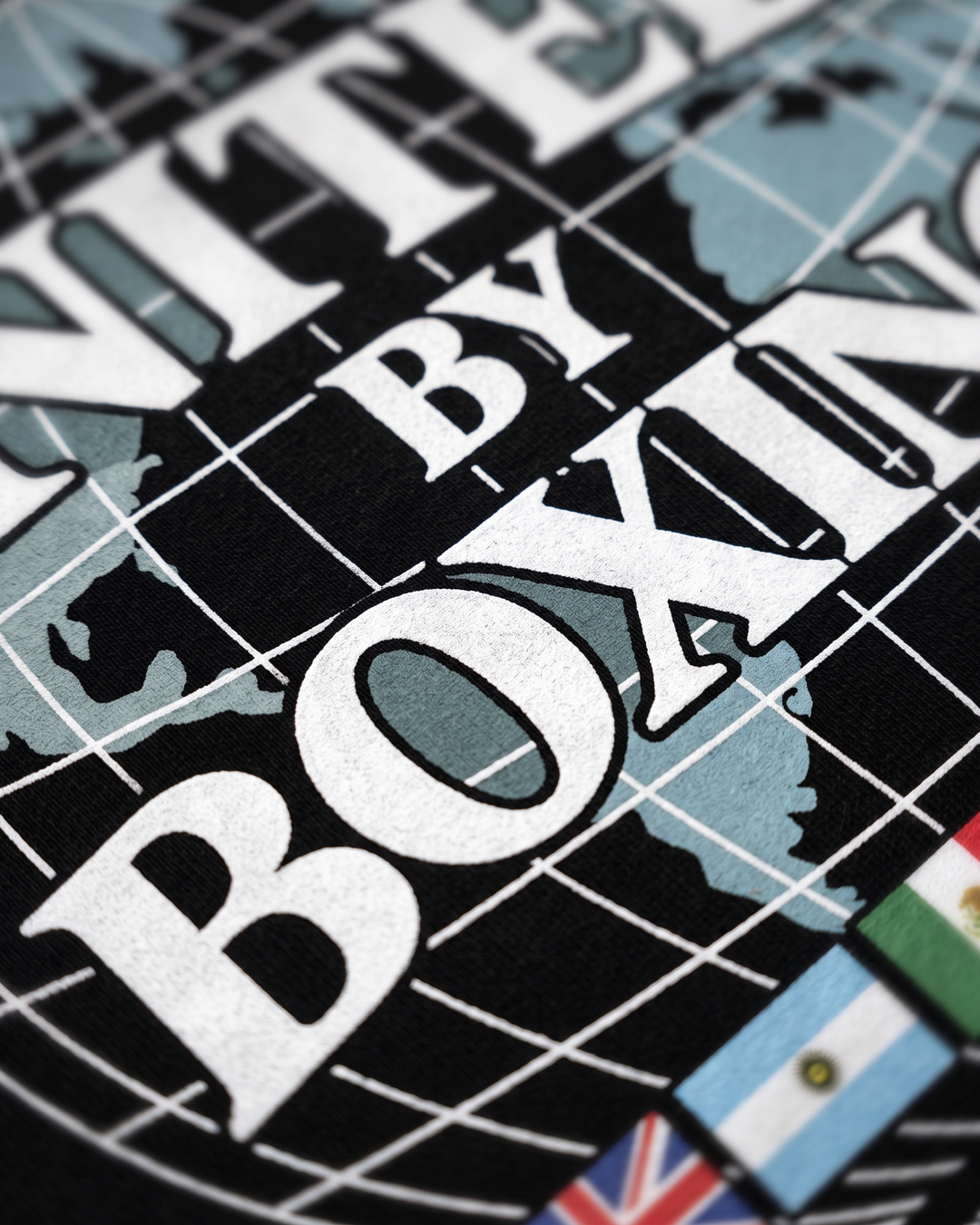 Worldwide Black Hoodie - print close-up