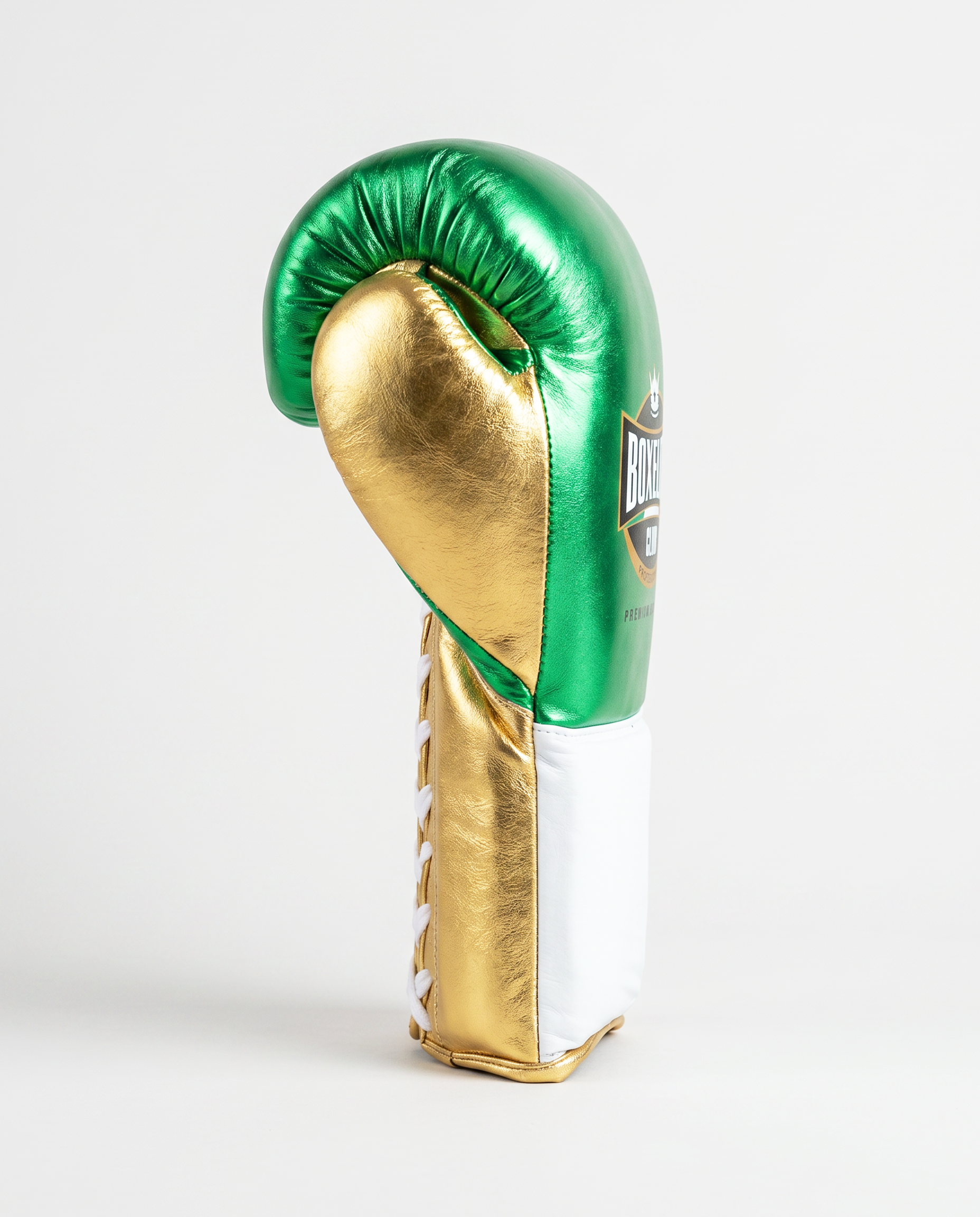 Metallic Green Gold & White 10oz Pro Fight Gloves