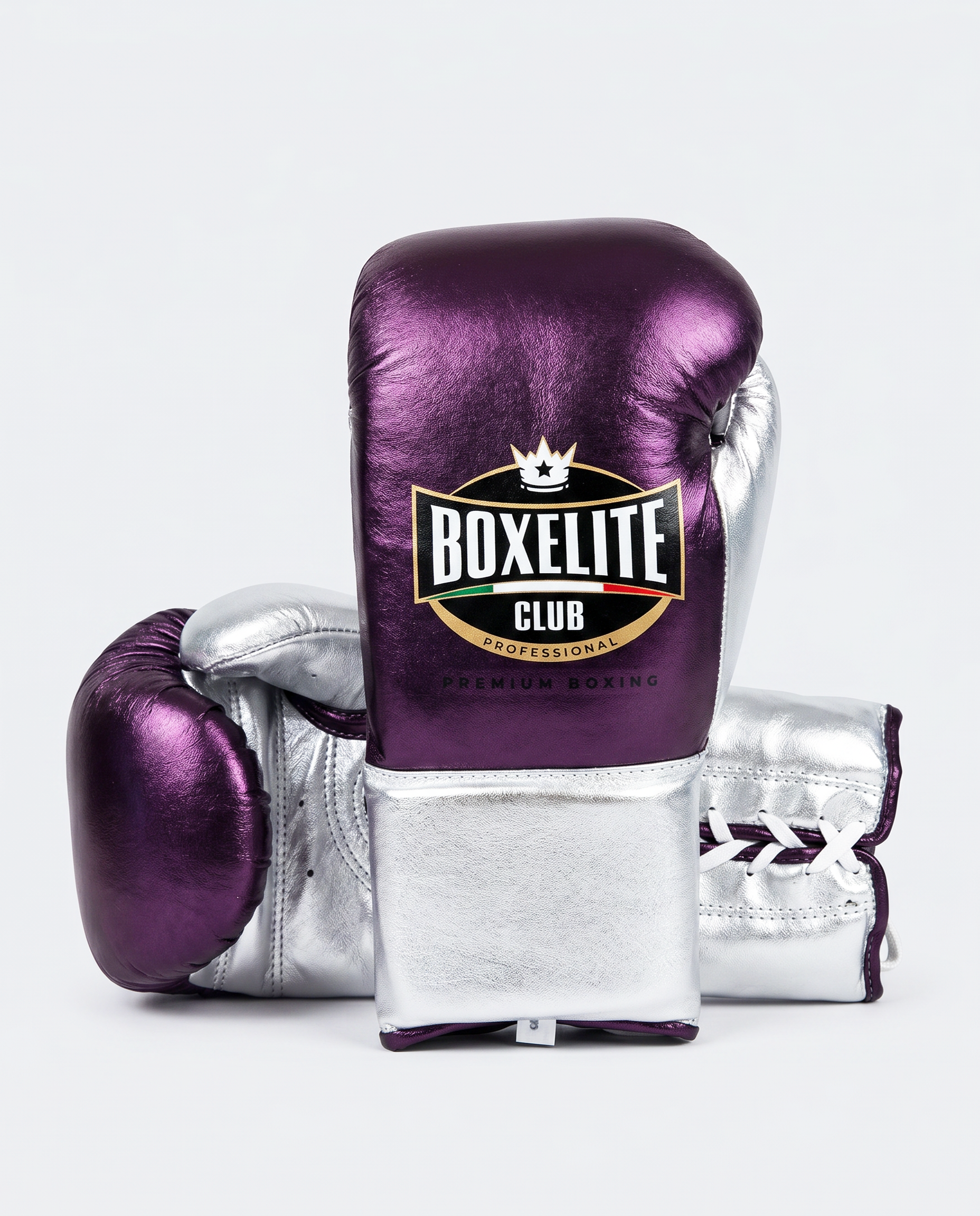 Metallic Purple & Silver 8oz Pro Fight Gloves