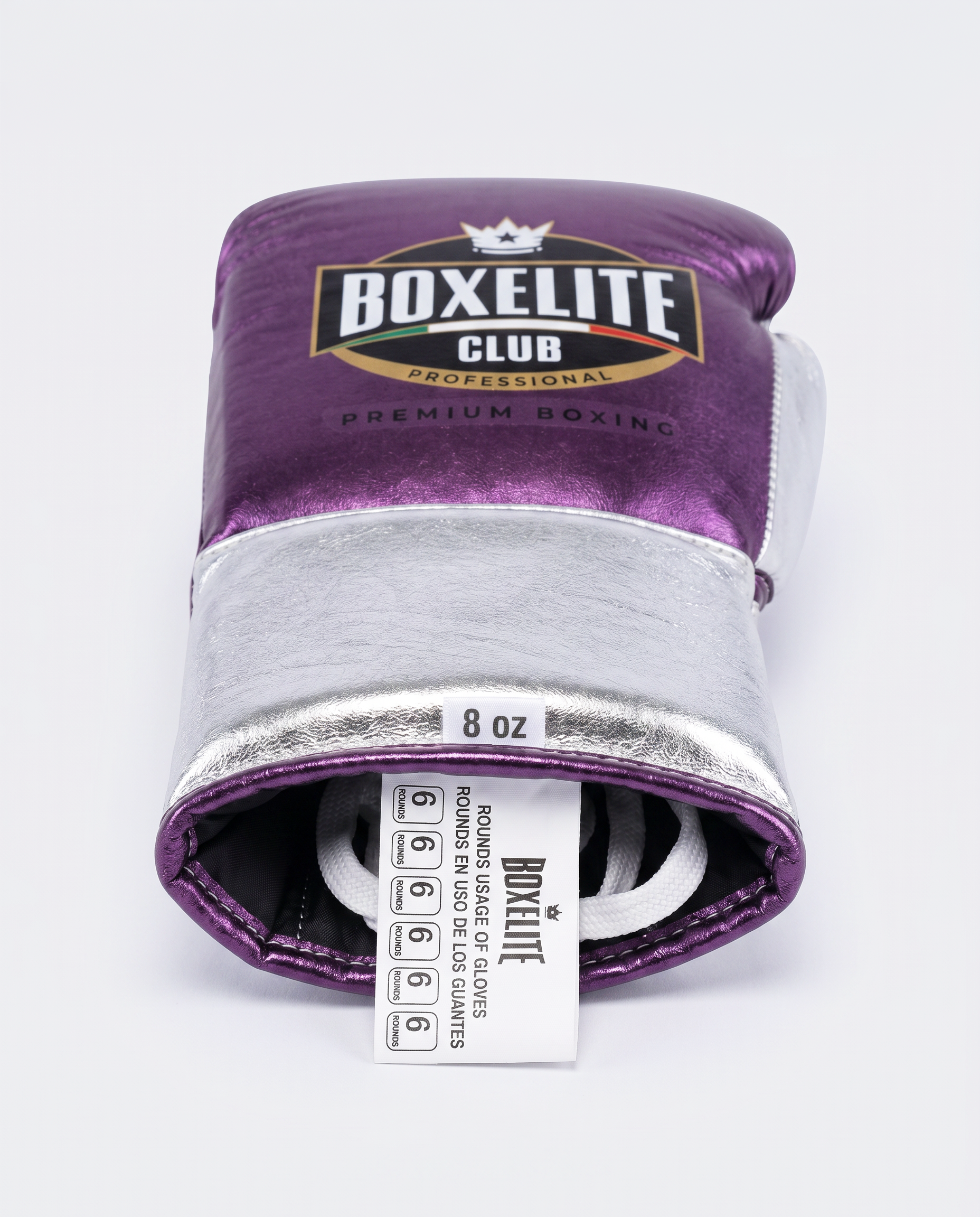 Metallic Purple & Silver 8oz Pro Fight Gloves