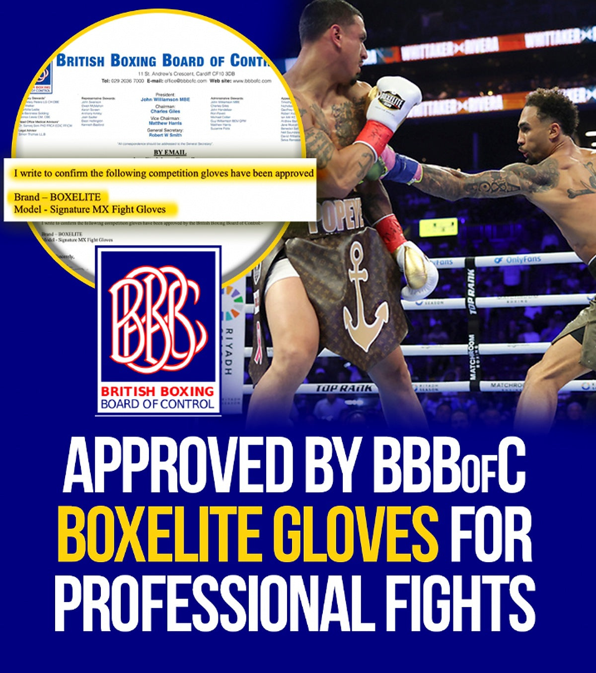 BOXELITE Signature MX fight gloves approved by the British Boxing Board of Control
