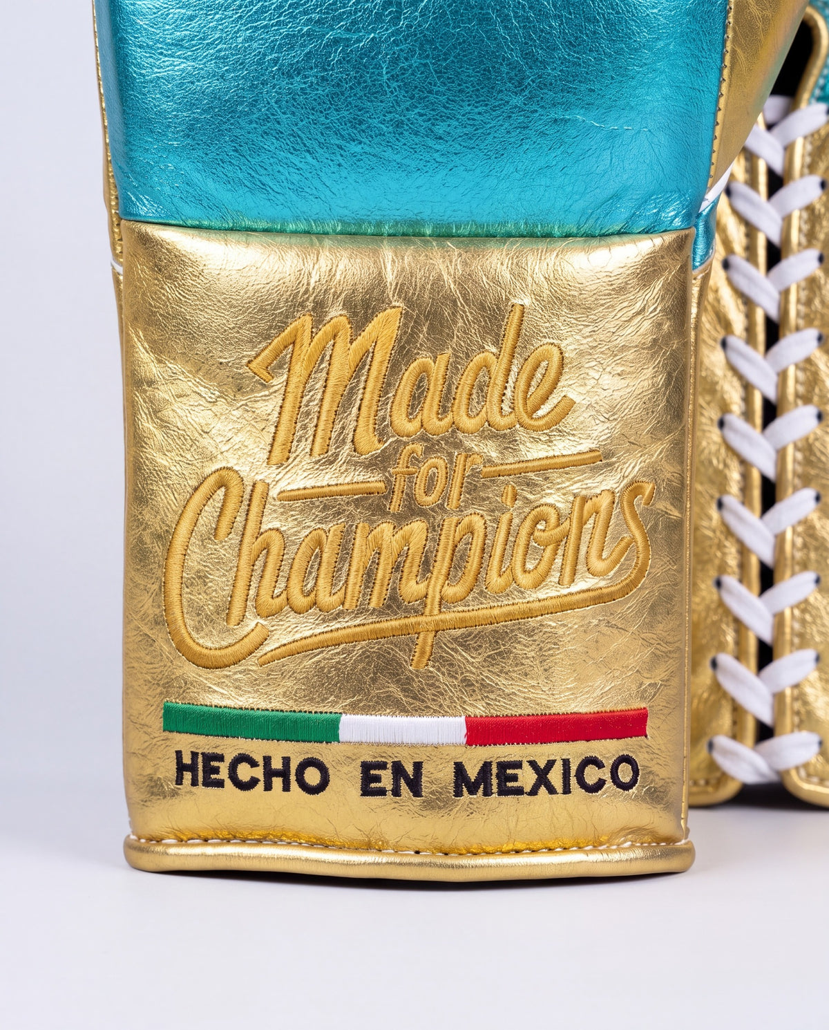 Aqua & Gold 16oz Training Gloves