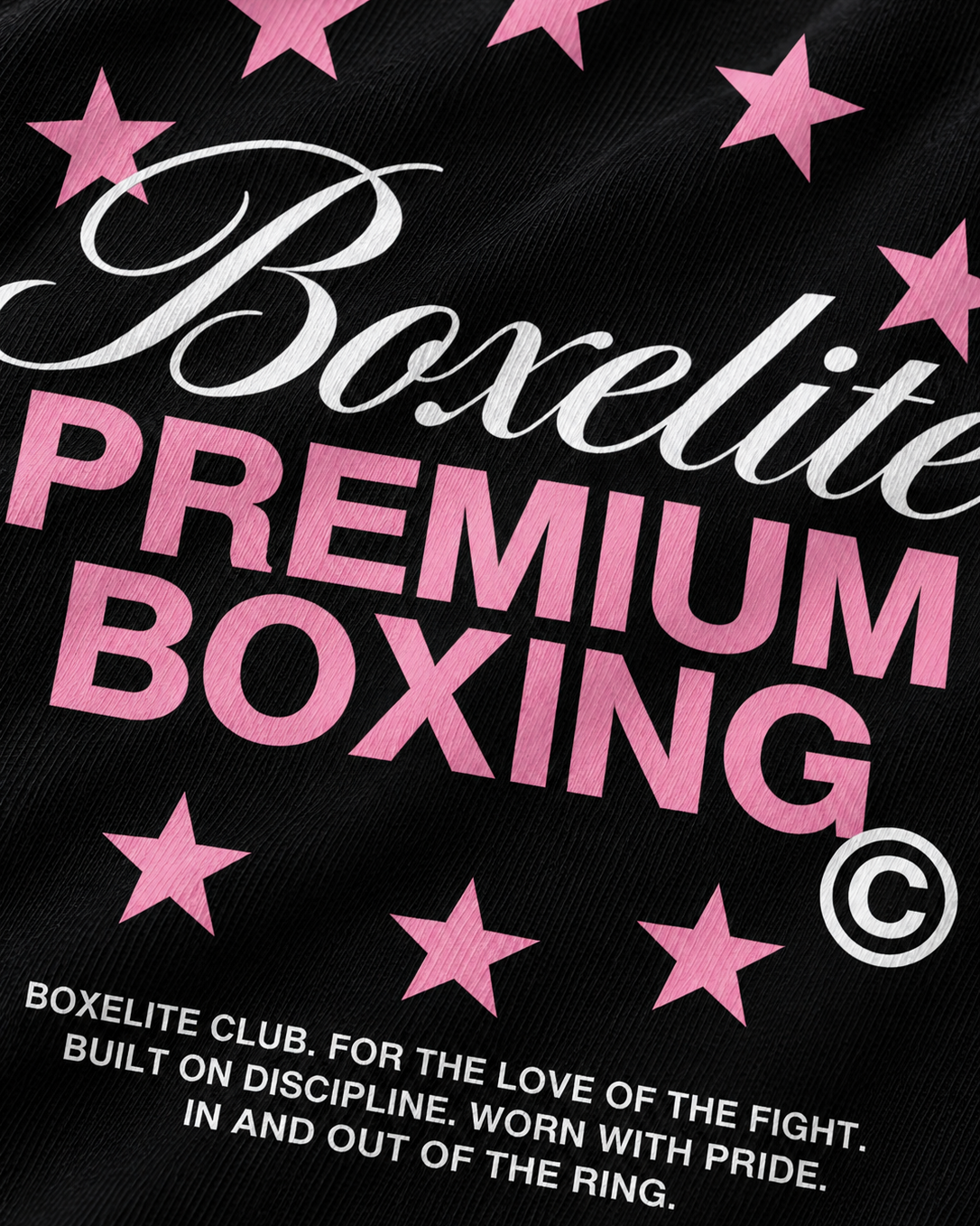 Stars Premium Boxing Black T-Shirt, print detail