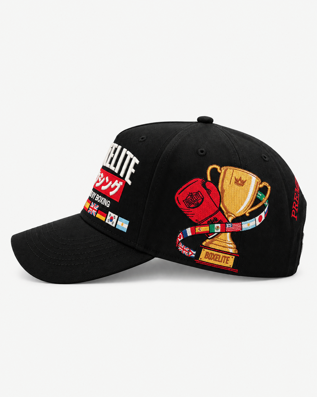 United By Boxing Hat, left side trophy embroidery