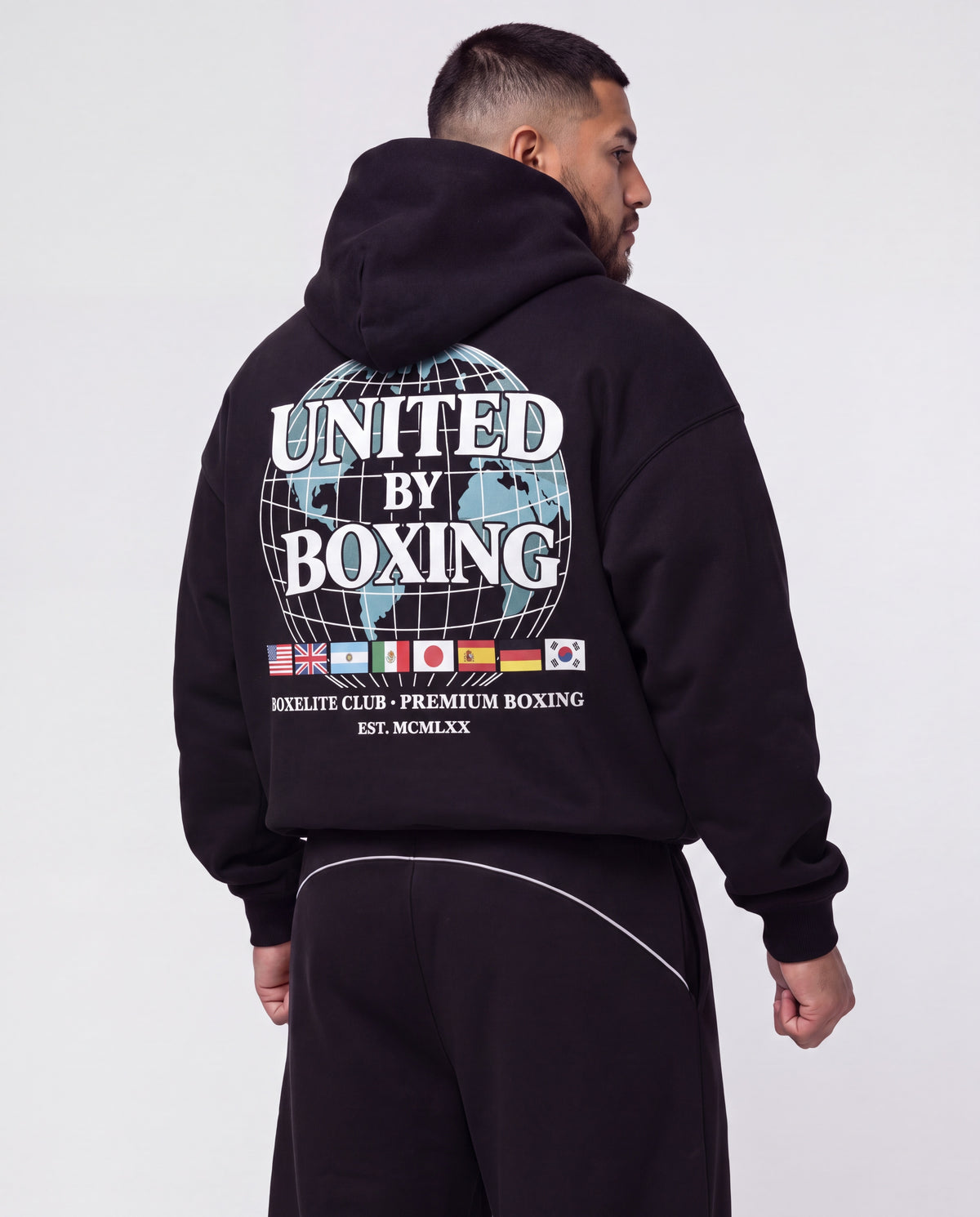 Worldwide Black Hoodie - on model