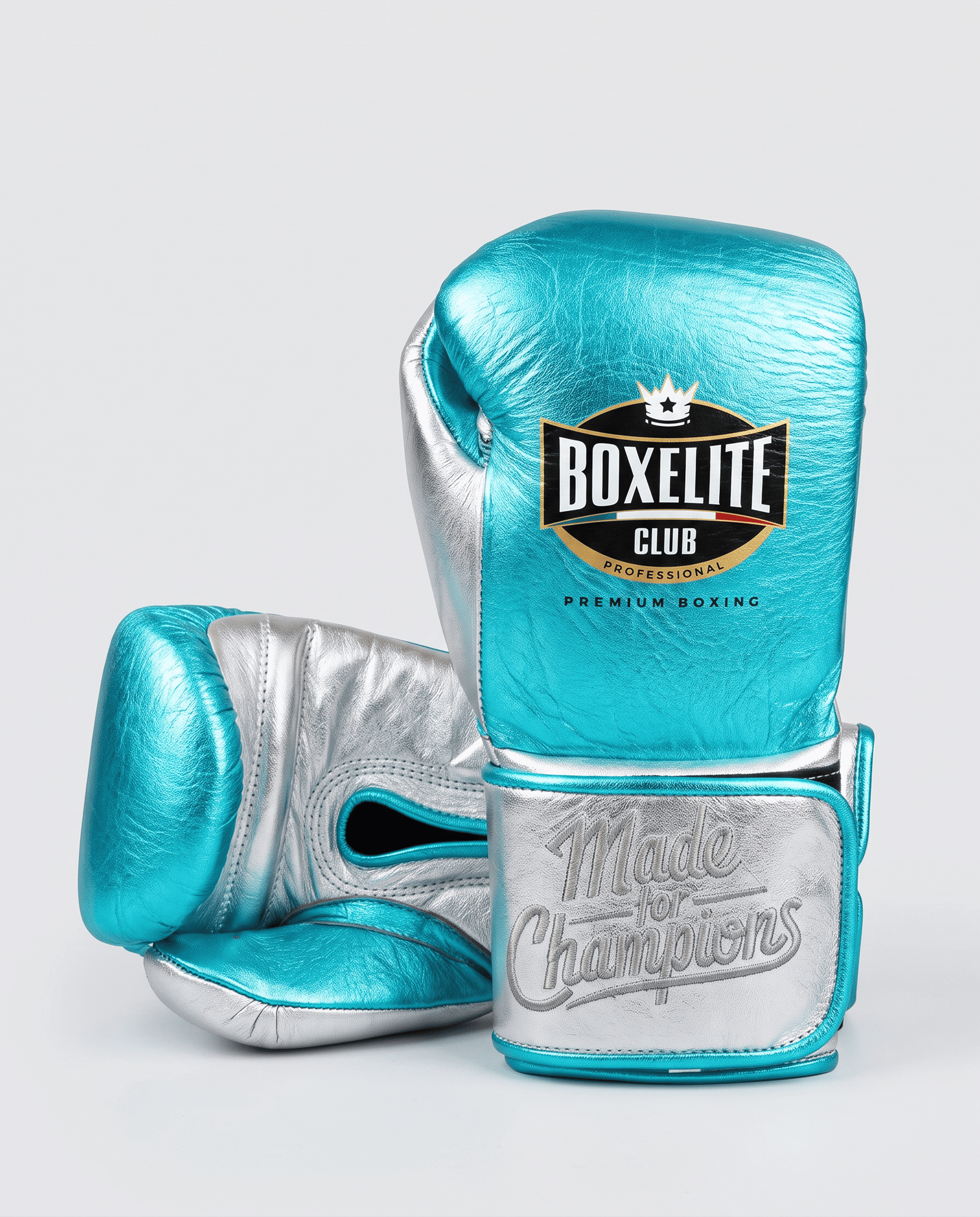 Aqua & Silver 14oz Velcro Training Gloves
