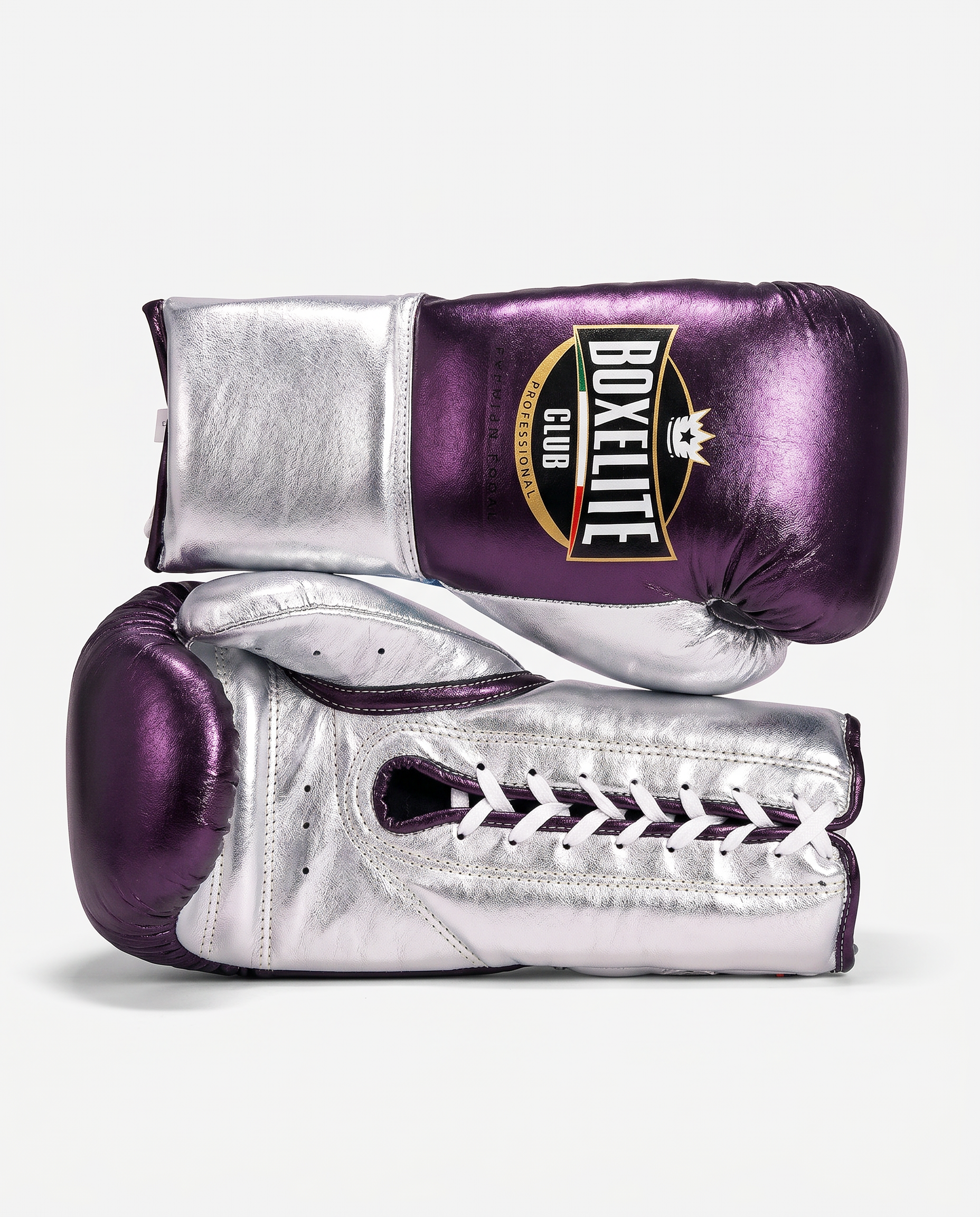 Metallic Purple & Silver 8oz Pro Fight Gloves