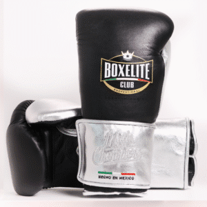 Training MX Gloves - Premium Black & Metallic Silver 16oz Velcro