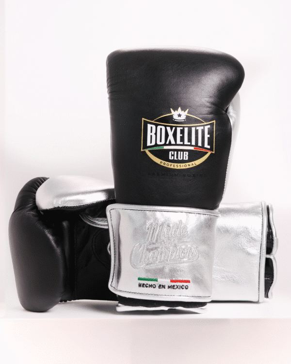 Training MX Gloves - Premium Black & Metallic Silver 16oz Velcro - Image 1