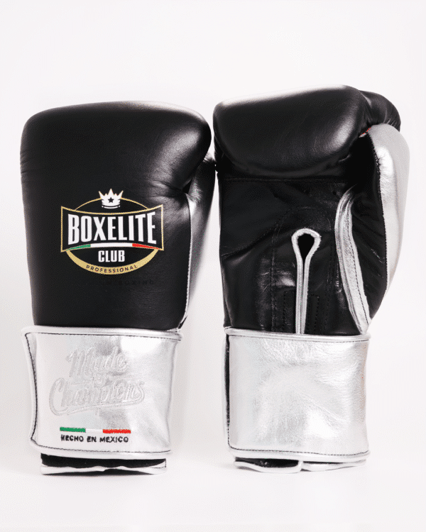 Training MX Gloves - Premium Black & Metallic Silver 16oz Velcro - Image 2