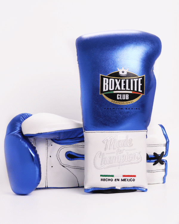Training MX Gloves - Metallic Blue & White 16oz - Image 1