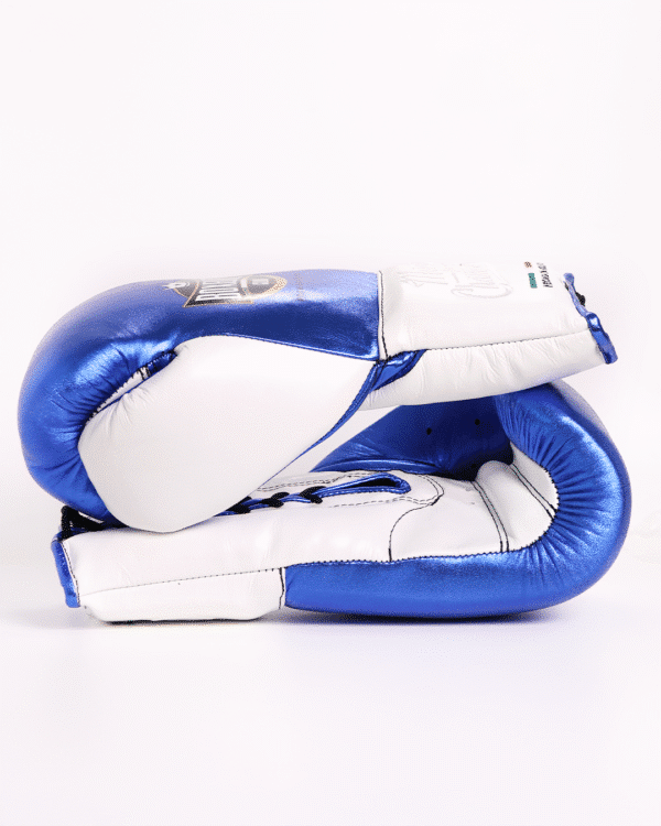 Training MX Gloves - Metallic Blue & White 16oz - Image 2