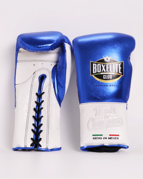 Training MX Gloves - Metallic Blue & White 16oz - Image 3