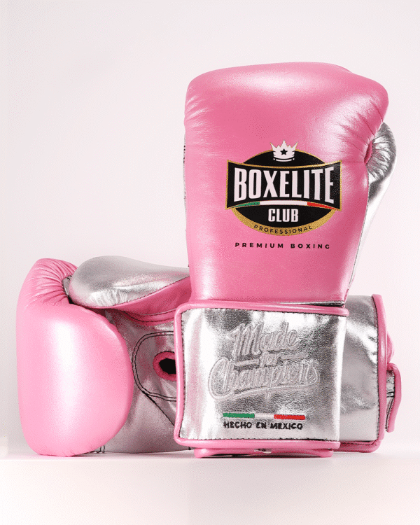 Dynamic MX Gloves - Pearl Pink & Metallic Silver 12oz Velcro - Image 1