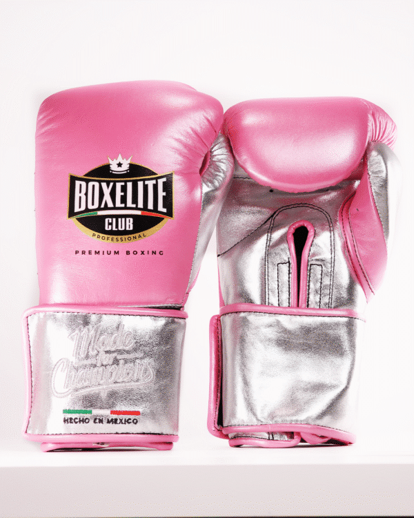 Dynamic MX Gloves - Pearl Pink & Metallic Silver 12oz Velcro - Image 3