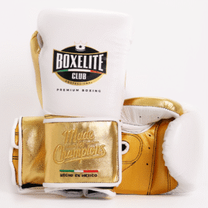Training MX Gloves - Pure White & Metallic Gold 14oz Velcro