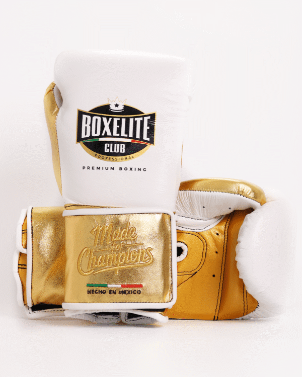 Training MX Gloves - Pure White & Metallic Gold 14oz Velcro - Image 1