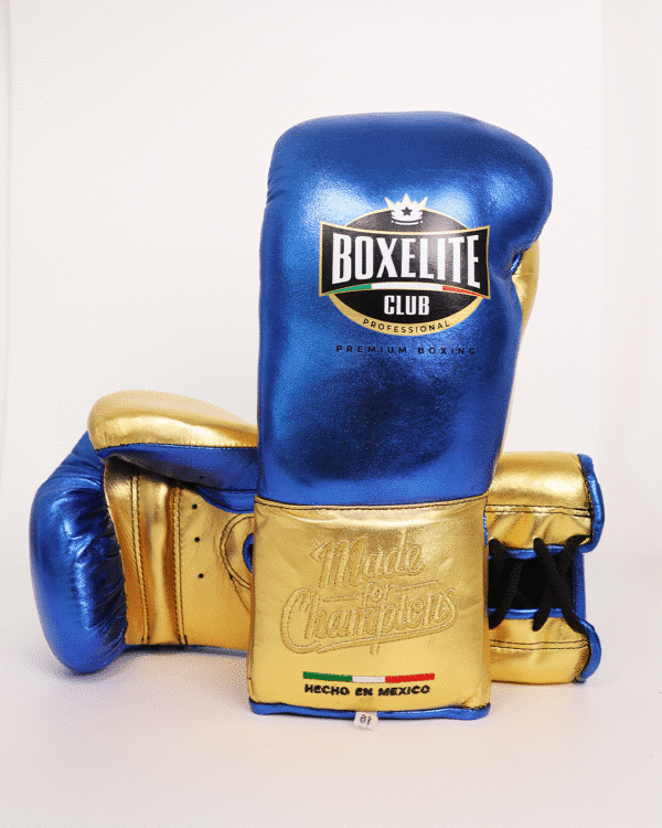 blue_gold_1 Training MX Gloves - Metallic Blue & Gold 16oz HH - Image 1