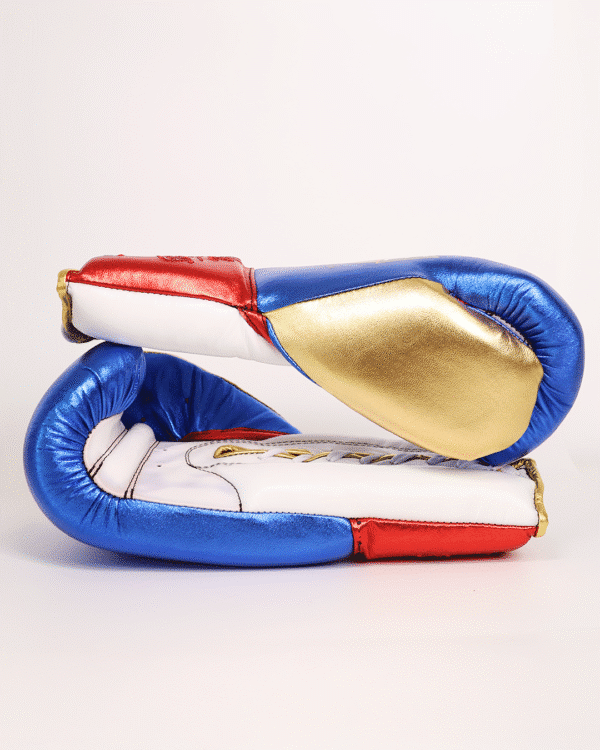 Training MX Gloves - Metallic Blue & Red with Gold 14oz - Image 2