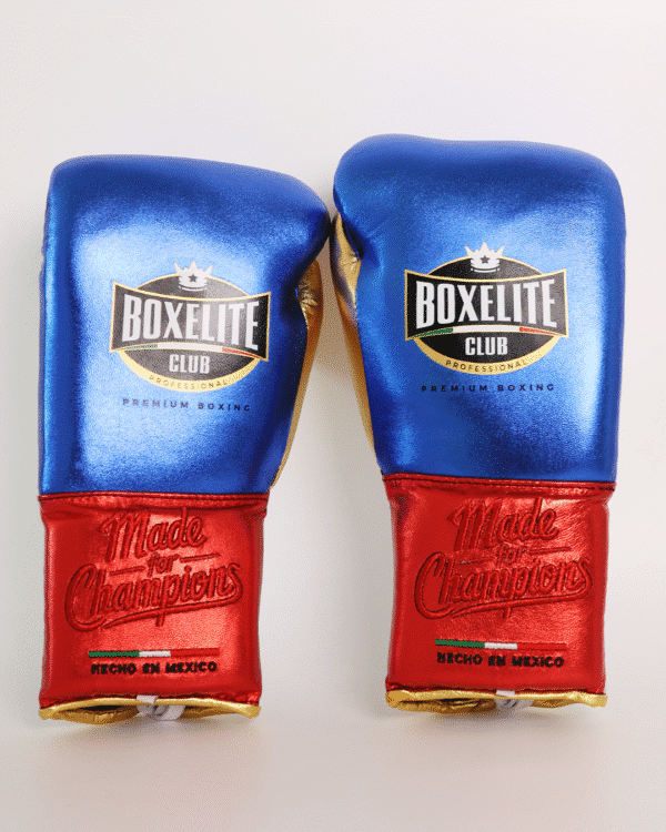 Training MX Gloves - Metallic Blue & Red with Gold 14oz - Image 3