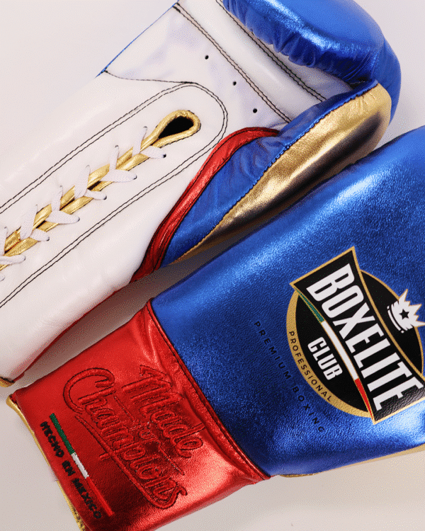 Training MX Gloves - Metallic Blue & Red with Gold 14oz - Image 4