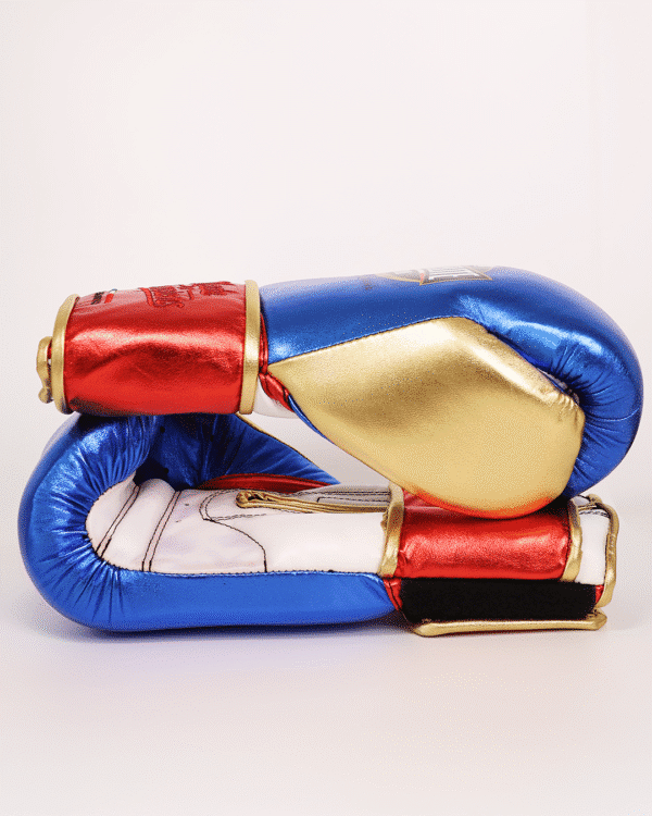 Training MX Gloves - Metallic Blue & Red with Gold 16oz - Image 2